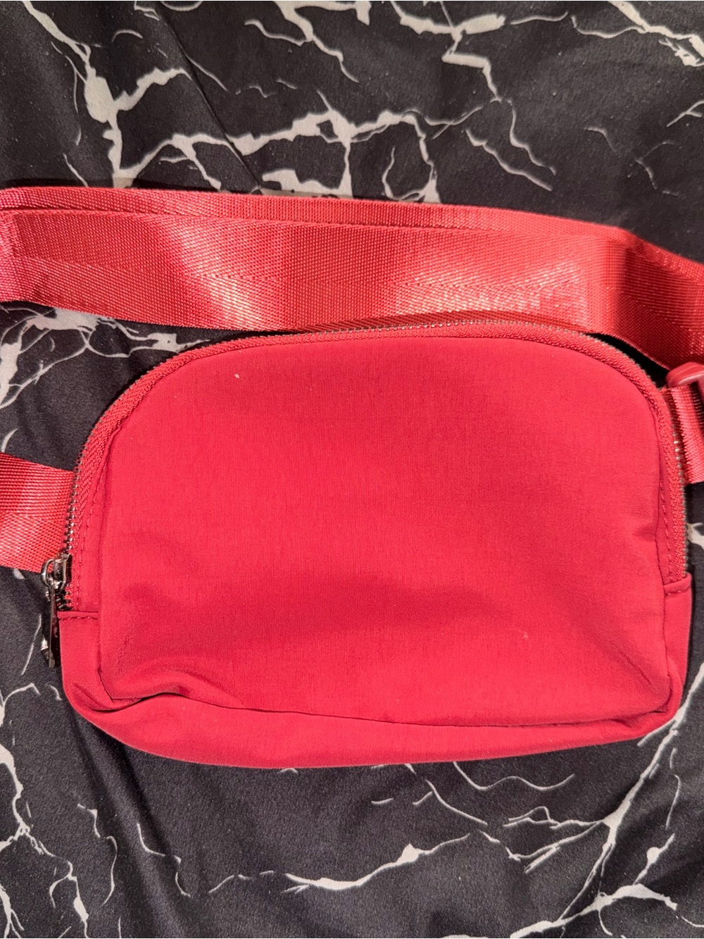 Red Canvas Crossbody Belt Bag